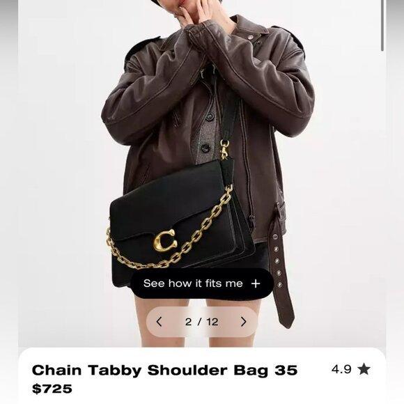 Large Coach 35 Tabby Chain Black Leather With Gold Hardware - Picture 4 of 16